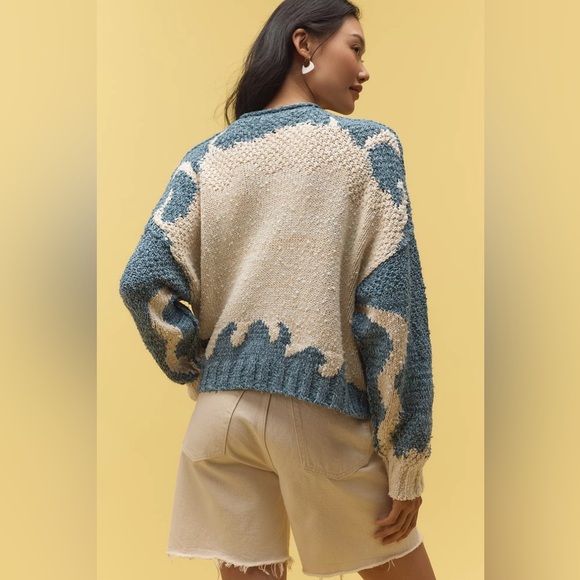 NWT! Anthropologie Pilcro Pullover Long-Sleeve Crew-Neck Icon Sweater Starfish - Picture 3 of 7